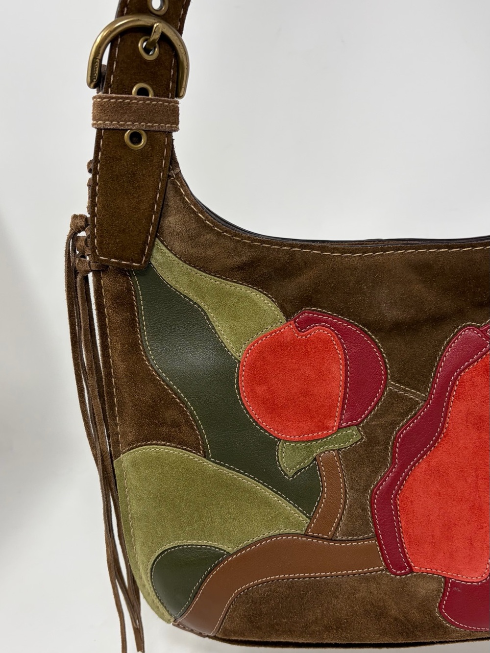Coach Rare VTG Limited Edition Poppy for Peace Suede Leather Crossbody Bag Y2K - Picture 4 of 11